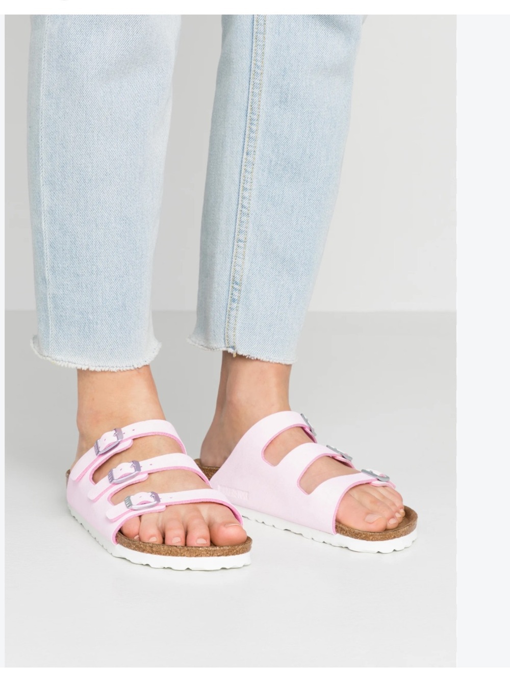 Birkenstock BIRKO FLORIDA VEGAN Pink Triple-Buckle Slide Sandals
